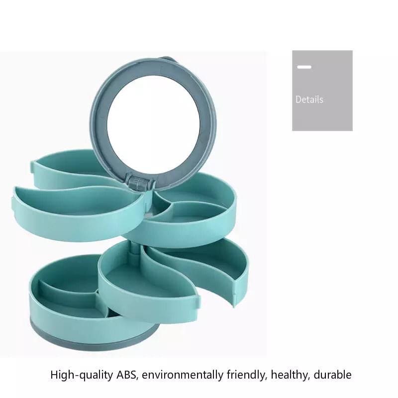 Multilayer Rotating Plastic Jewellery Organizer With Mirror, Earrings Display Stand, Small Accessories Storage Box Multilayer Rotating Plastic Jewellery Organizer With Mirror, Earrings Display Stand, Small Accessories Storage Box